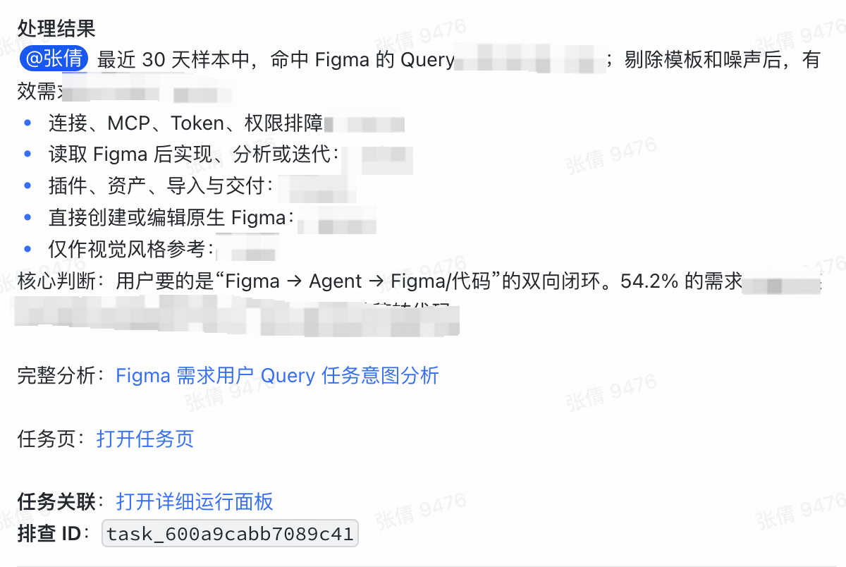 Figma 需求用户的任务意图 · Agent 处理结果